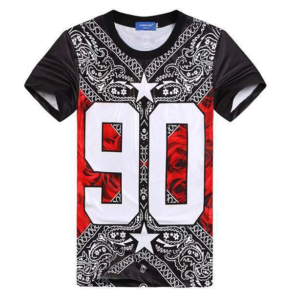 T-shirt à manches courtes Casual Unisex Fashion Hip hop ASAP Hip Hop 90's